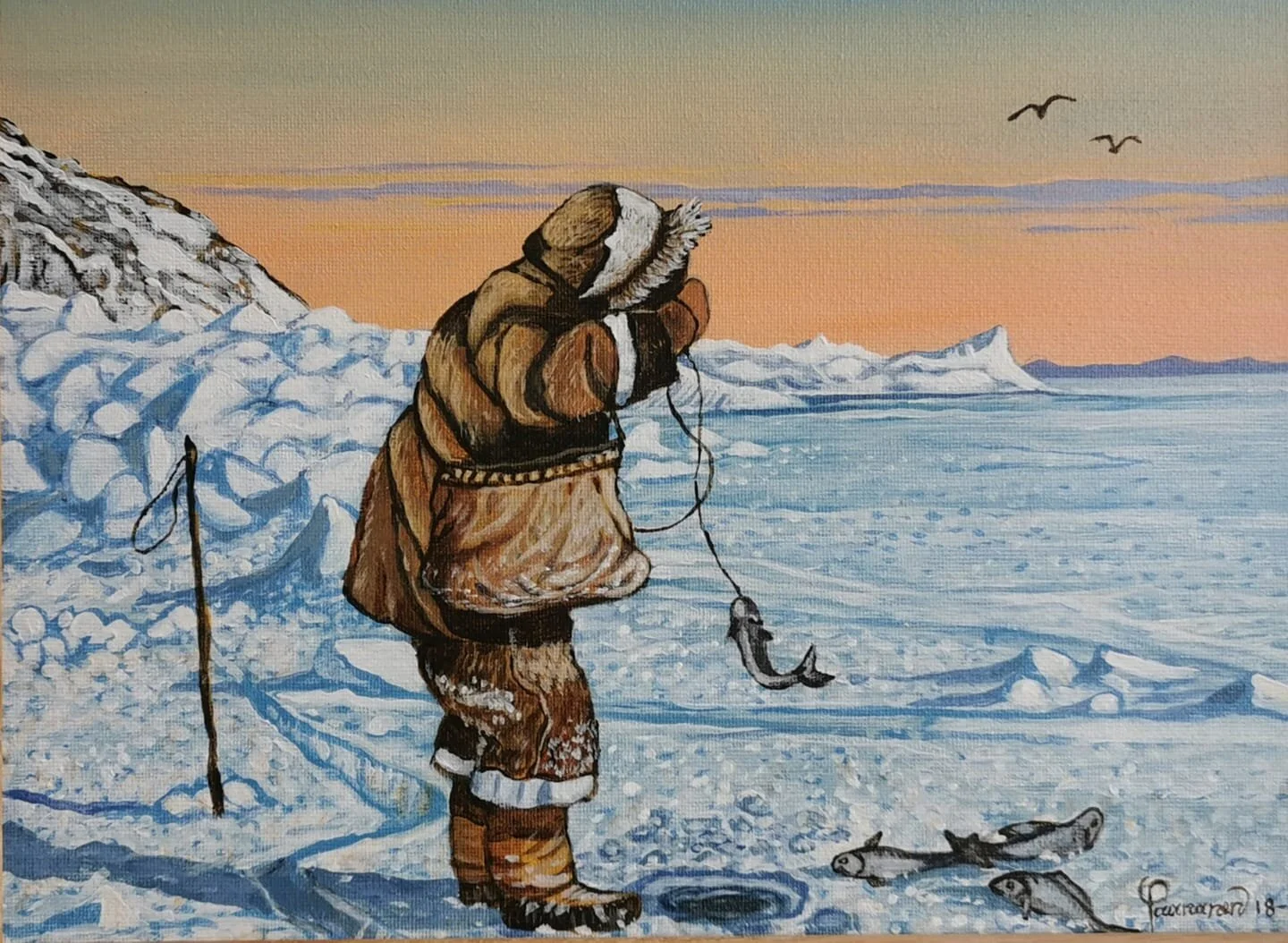 Ice Fishing エッチング 版画 Robert W. Weller Robert Paananen - Ice Fishing In May — Cobalt Art Gallery